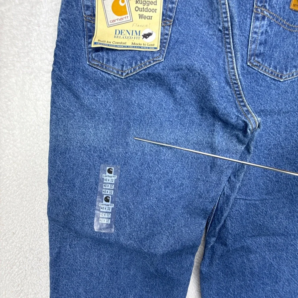 Carhartt Mens SF8517 Flannel Lined Relaxed Fit Denim Jeans 40x32 Blue USA‎ NWT